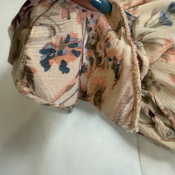 Earthbound Floral Boho Romper Puff Sleeve Button Front Women M - Picture 10 of 11